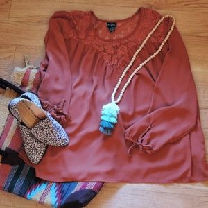 Burnt Orange Boho Blouse